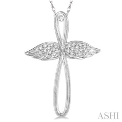 Angel Wings Cross Diamond Pendant