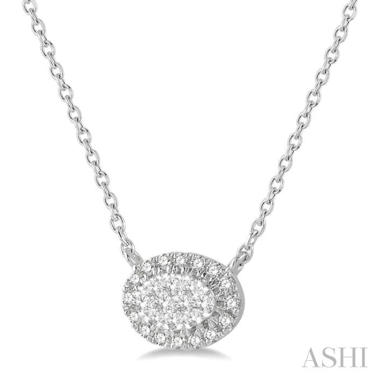 Oval Shape East-West Halo Lovebright Essential Diamond Necklace