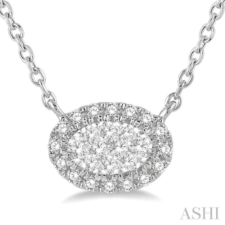 Oval Shape East-West Halo Lovebright Essential Diamond Necklace