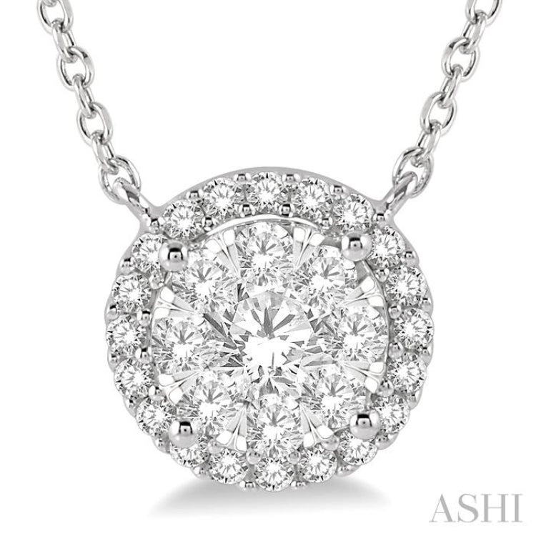 Round Shape Halo Lovebright Essential Diamond Necklace