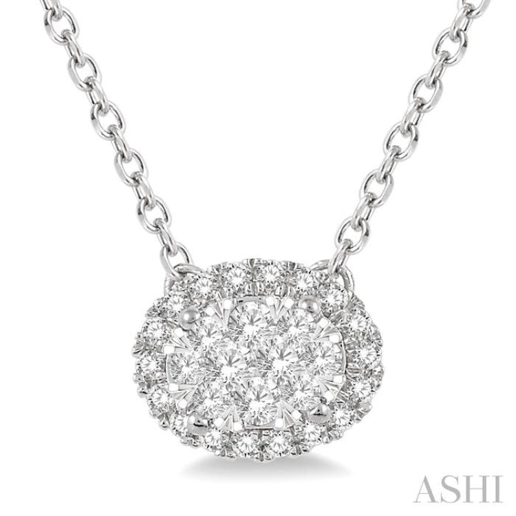 Oval Shape East-West Halo Lovebright Essential Diamond Necklace