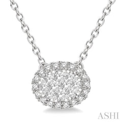 Oval Shape East-West Halo Lovebright Essential Diamond Necklace