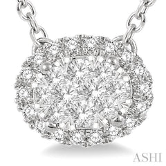 Oval Shape East-West Halo Lovebright Essential Diamond Necklace