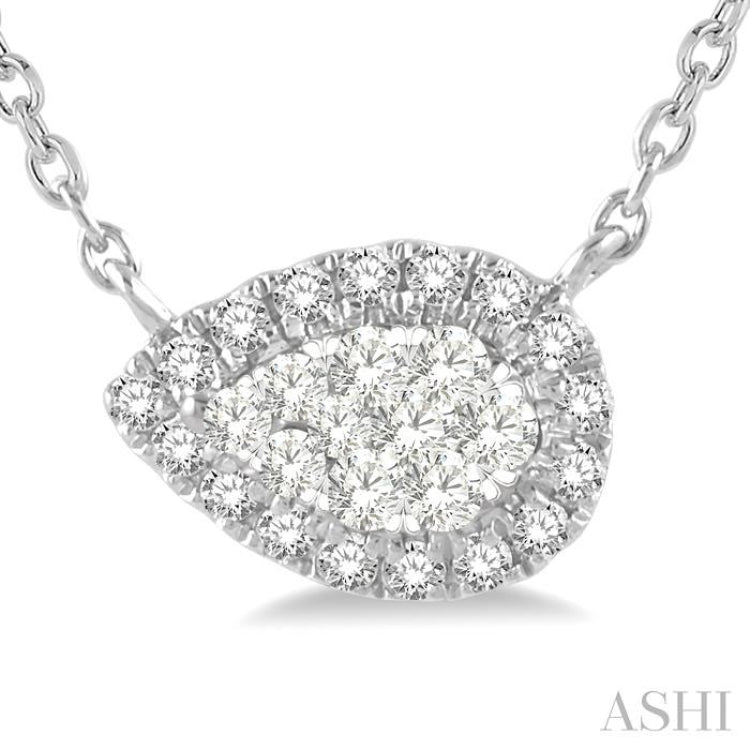 Pear Shape East-West Halo Lovebright Essential Diamond Necklace