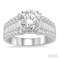 Round Shape Semi-Mount Diamond Engagement Ring