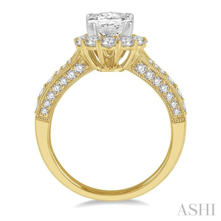 Oval Shape Semi-Mount Halo Diamond Engagement Ring