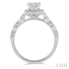 Princess Shape Halo Diamond Engagement Ring