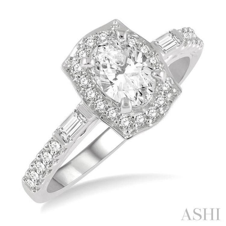 Oval Shape Halo Diamond Engagement Ring