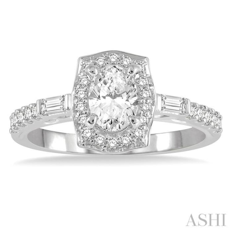 Oval Shape Halo Diamond Engagement Ring