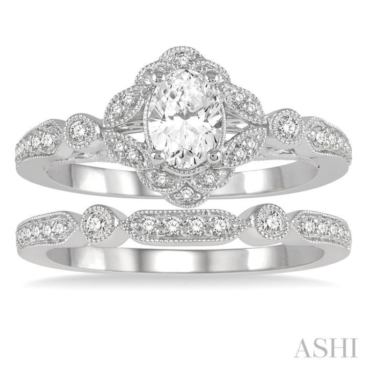 Oval Shape Diamond Wedding Set