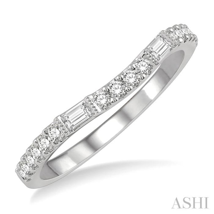 Curved Baguette Diamond Wedding Band