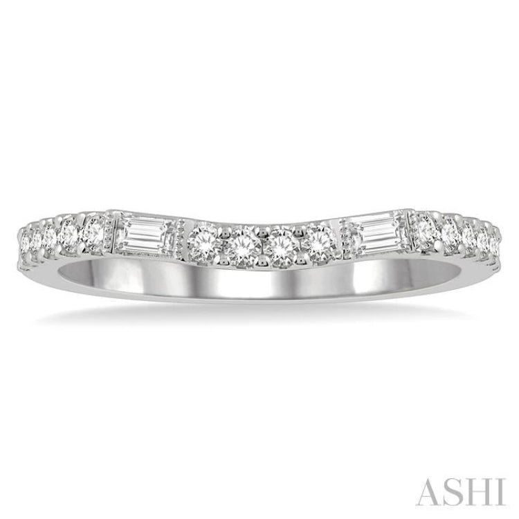 Curved Baguette Diamond Wedding Band