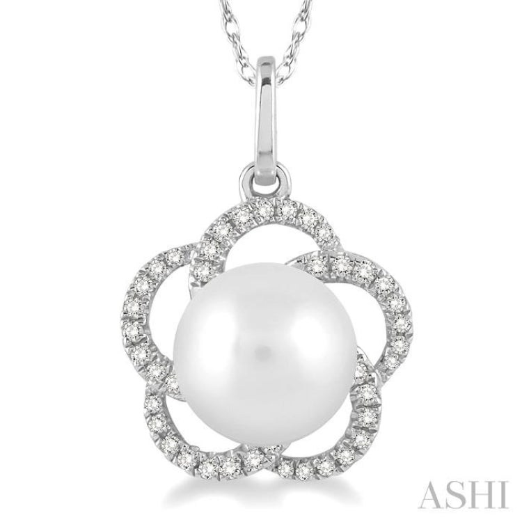 Flower Pearl & Diamond Pendant