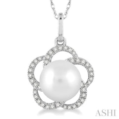 Flower Pearl & Diamond Pendant