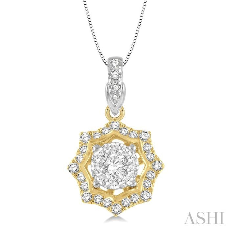 Round Shape Halo Lovebright Diamond Fashion Pendant