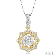 Round Shape Halo Lovebright Diamond Fashion Pendant