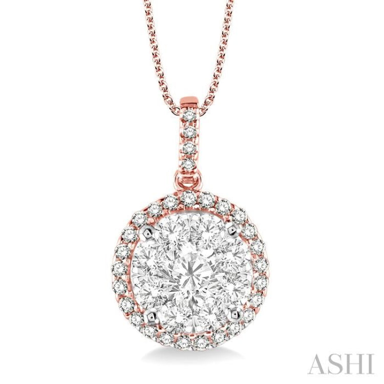 Round Shape Halo Lovebright Essential Diamond Pendant