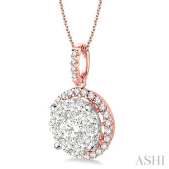 Round Shape Halo Lovebright Essential Diamond Pendant