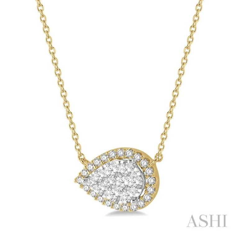 Pear Shape East-West Halo Lovebright Essential Diamond Necklace