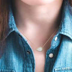 Pear Shape East-West Halo Lovebright Essential Diamond Necklace