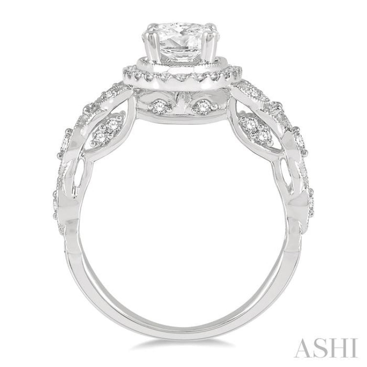 Oval Shape Semi-Mount Halo Diamond Engagement Ring