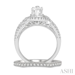 Marquise Shape Halo Diamond Wedding Set