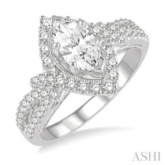 Marquise Shape Halo Diamond Engagement Ring