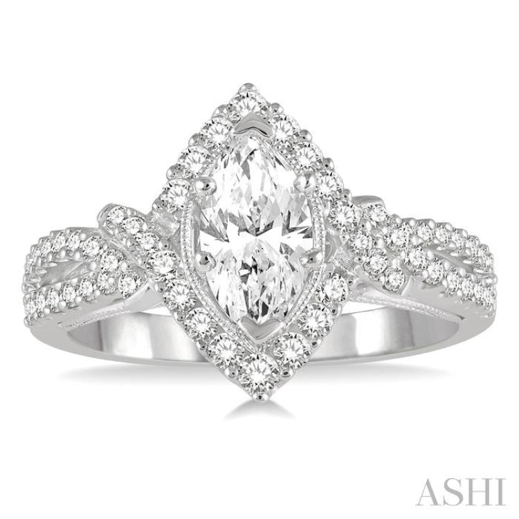 Marquise Shape Halo Diamond Engagement Ring