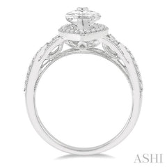 Marquise Shape Semi-Mount Halo Diamond Engagement Ring