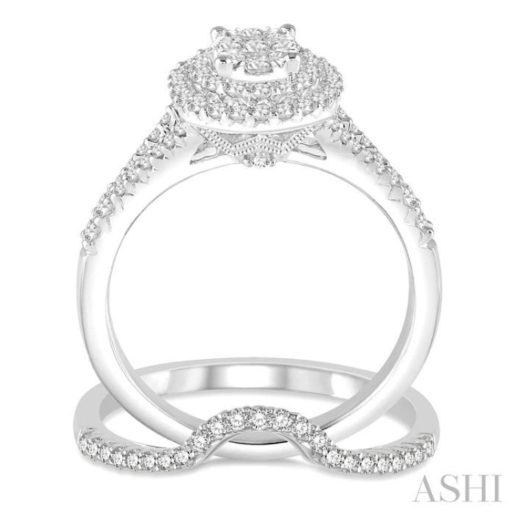 Oval Shape Halo Lovebright Diamond Wedding Set