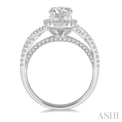 Oval Shape Semi-Mount Halo Diamond Engagement Ring