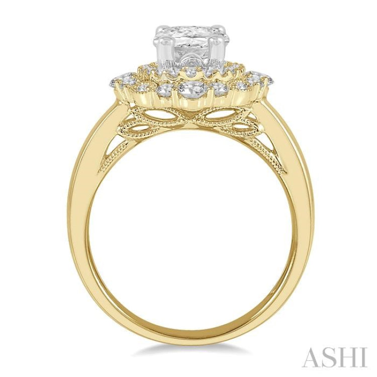 Oval Shape Semi-Mount Halo Diamond Engagement Ring