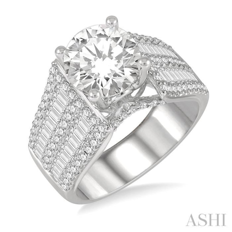 Round Shape Semi-Mount Diamond Engagement Ring