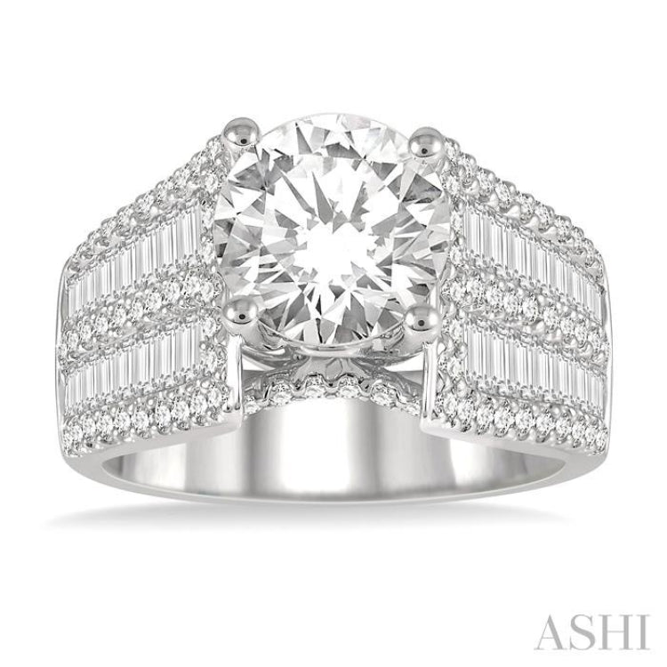 Round Shape Semi-Mount Diamond Engagement Ring