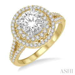 Round Shape Semi-Mount Halo Diamond Engagement Ring