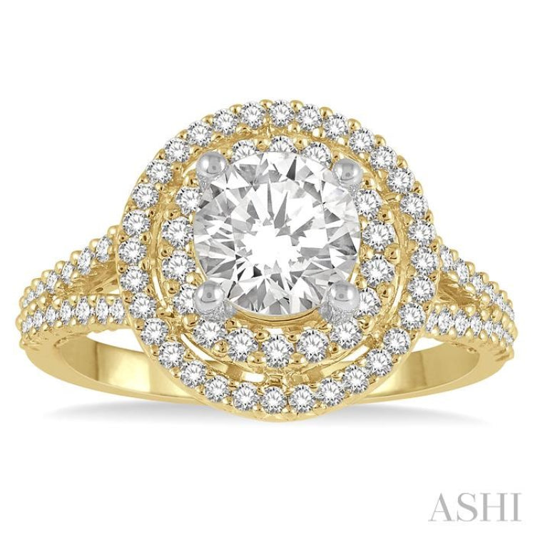 Round Shape Semi-Mount Halo Diamond Engagement Ring