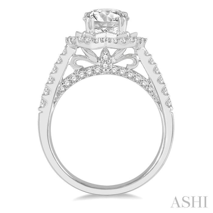 Round Shape Semi-Mount Halo Diamond Engagement Ring