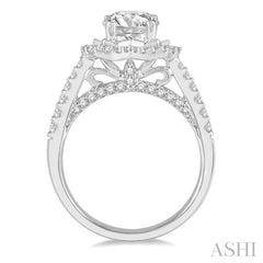 Round Shape Semi-Mount Halo Diamond Engagement Ring