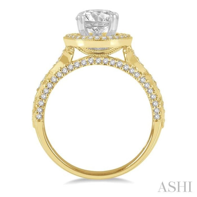 Round Shape Semi-Mount Halo Diamond Engagement Ring