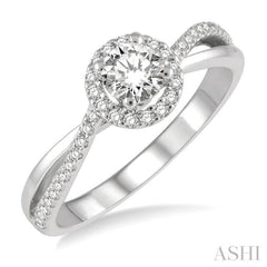 Round Shape Halo Diamond Engagement Ring