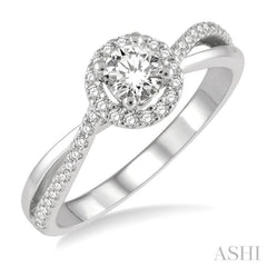 Round Shape Semi-Mount Halo Diamond Engagement Ring