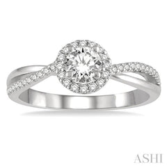 Round Shape Semi-Mount Halo Diamond Engagement Ring