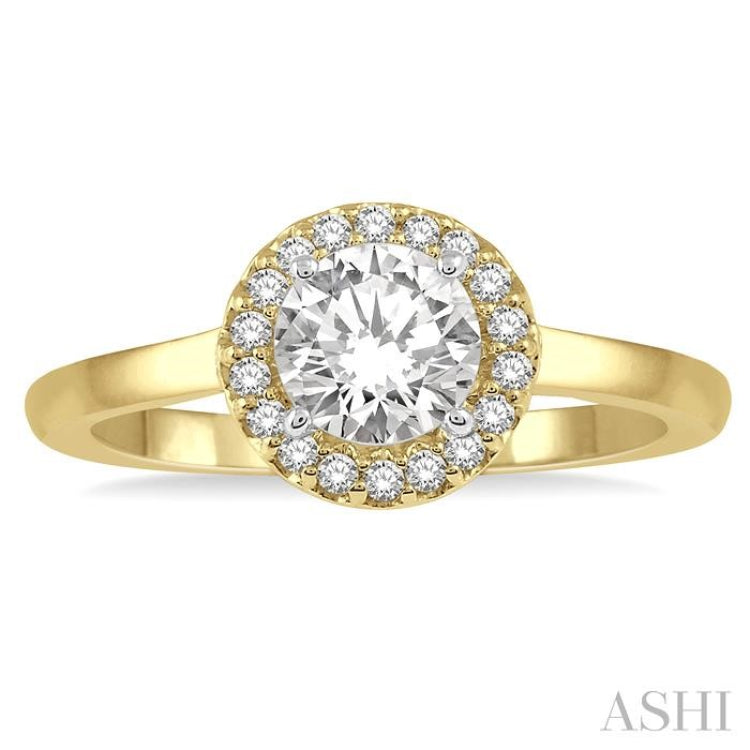 Round Shape Semi-Mount Halo Diamond Engagement Ring