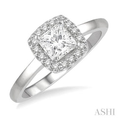 Princess Shape Semi-Mount Halo Diamond Engagement Ring