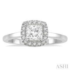 Princess Shape Semi-Mount Halo Diamond Engagement Ring