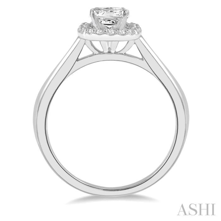 Princess Shape Semi-Mount Halo Diamond Engagement Ring