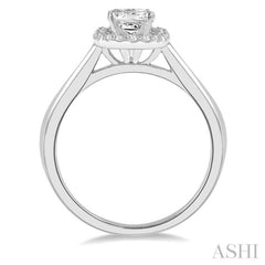 Princess Shape Semi-Mount Halo Diamond Engagement Ring