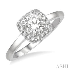 Round Shape Semi-Mount Halo Diamond Engagement Ring