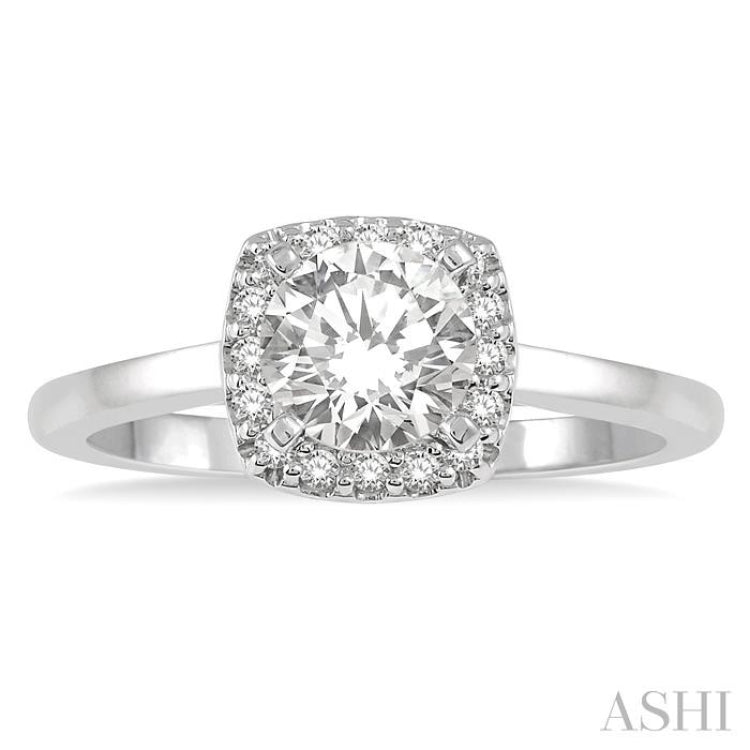 Round Shape Semi-Mount Halo Diamond Engagement Ring