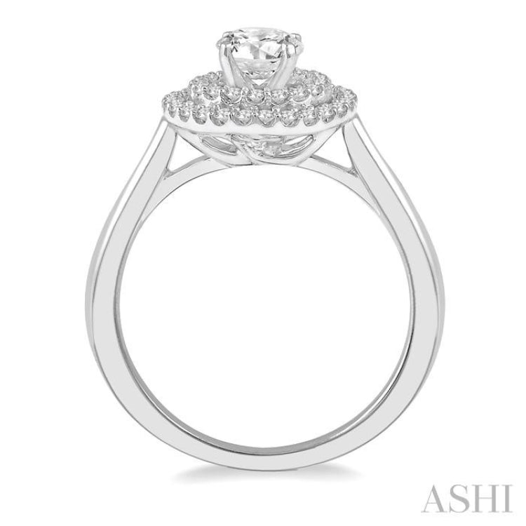 Round Shape Semi-Mount Halo Diamond Engagement Ring